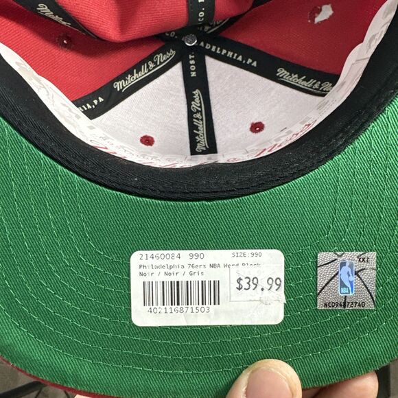 Mitchell & Ness Philadelphia 76ers Word Block Red Adjustable Snapback Hat NEW - Picture 6 of 6